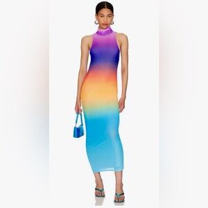 NWT AFRM x Revolve Serenity Mock Neck Sleeveless Ombre Bodycon Maxi Dress